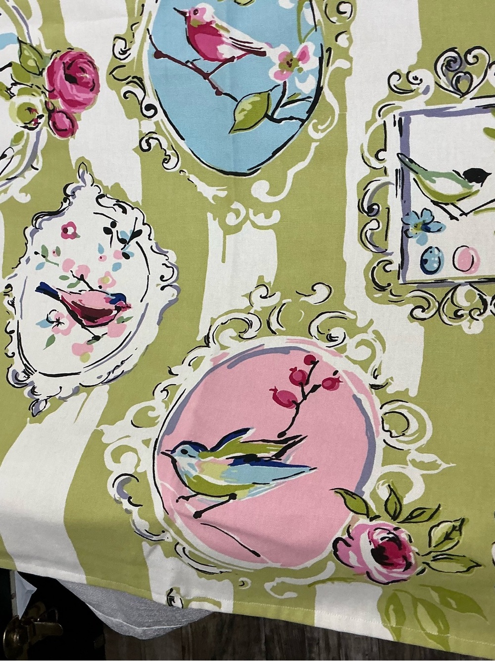 GreenShabby Chic French Country Songbird Floral Cameo Window Curtain Set 4 - Picture 7 of 7